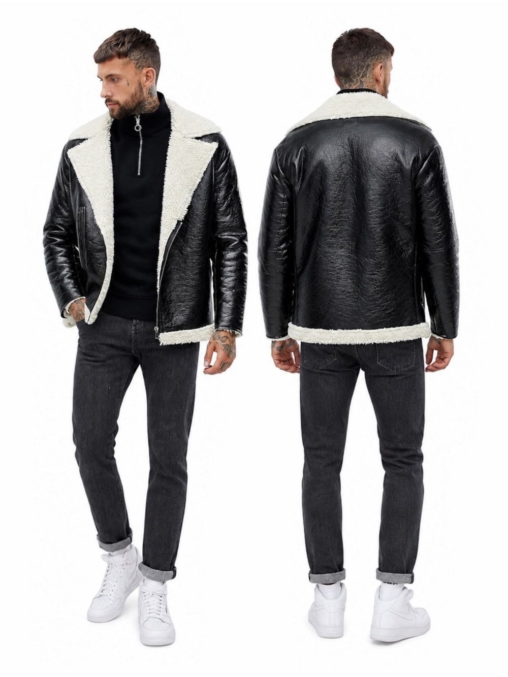 ASOS OVERSIZED FAUX SHEARLING IN VINYL JACKET SZ MEDIUM - BNWT